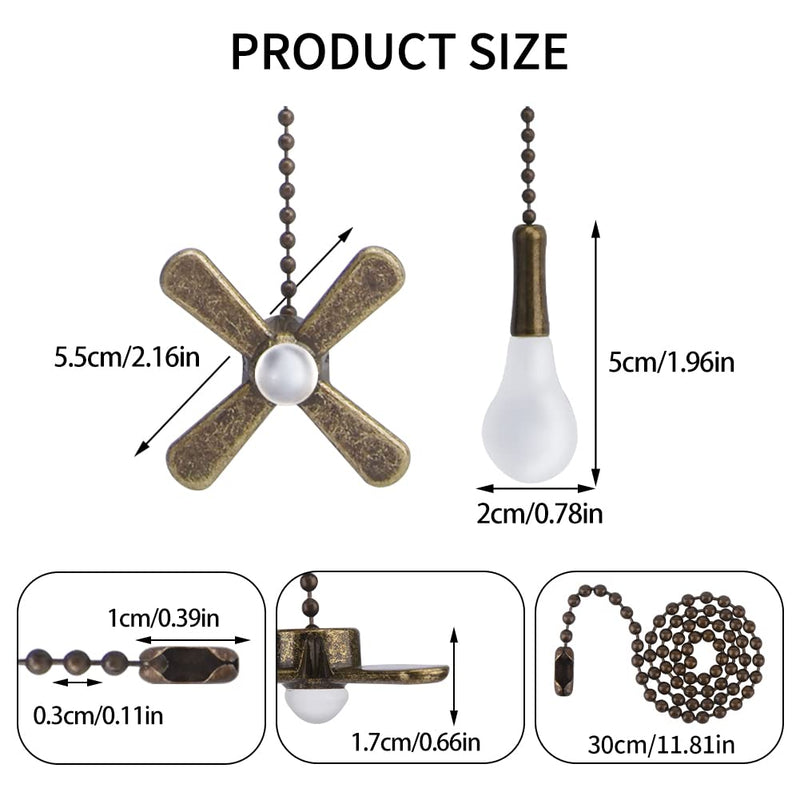 LVOERTUIG 3 Sets Ceiling Fan Pull Chain, Fan Chain Extension Fan Light Chain Extender Beaded Ball Connector, Lamp Pull Chain Ornament, Pull Chain Decorative Fan and Light Pull Chain Set (Bronze) Bronze - NewNest Australia