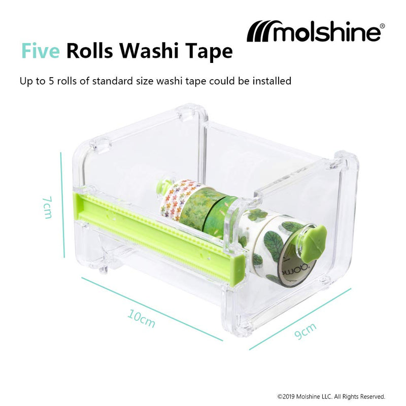 molshine 2 Pack Transparent Desktop Multi Washi Masking Tape Storage Dispenser,Tape Cutter,Tape Roll Holder (Not Include Masking Tape) (Beige) Beige - NewNest Australia
