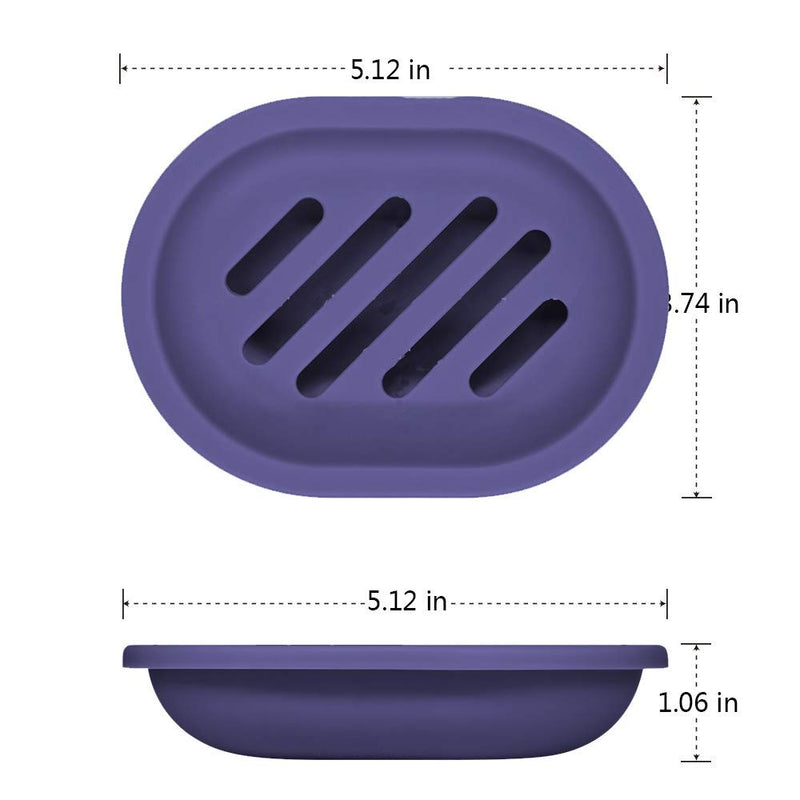 FEIDOL Soap Dish with Water Drainage Design for Drying and Saving Soap, Bathroom Kitchen Sponges Holder (Purple - Oval) 2 Pack Purple - Oval - NewNest Australia