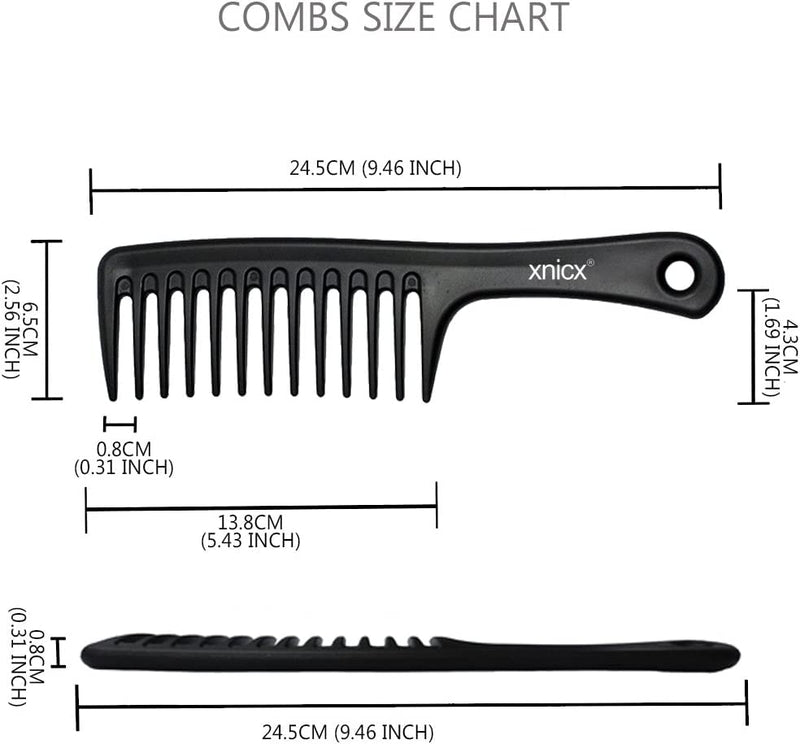 xnicx Wide Tooth Comb Afro Comb Detangling Hair Brush Wide Comb Detangler Comb Paddle Hair Comb Care Handgrip Comb-Best Styling Comb for Long, Wet or Curly Hair-Improve Blood Circulation Black Black Wide Tooth Comb - NewNest Australia