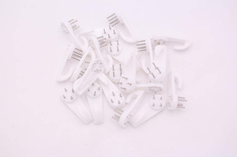 NewNest Australia - 20PCS White Durable Assorted Concrete Hard Wall Photo Album Picture Hanging Kit Picture Frame Nail Hook Hanger Plastic Wall Hook Seamless Nail 