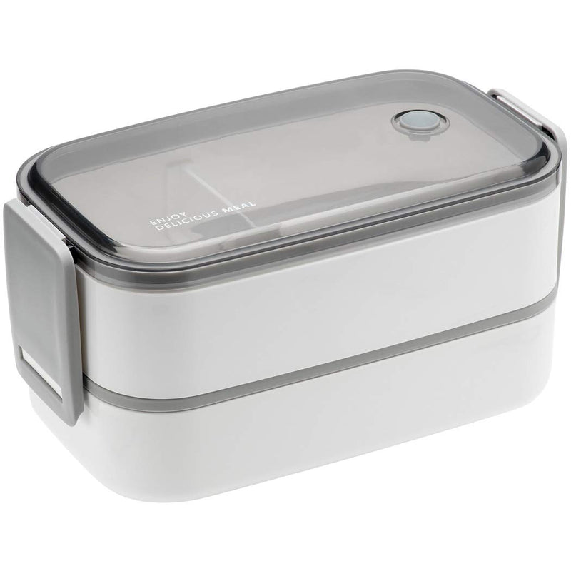 NewNest Australia - Bento Box For Adults Kids - 1600ML All-in-One Stackable Premium Japanese Bento Lunch Box Container With Utensil, Durable Leak-proof Eco-Friendly, Micro-Waves & Dishwasher & Freezer Safe (White) White 