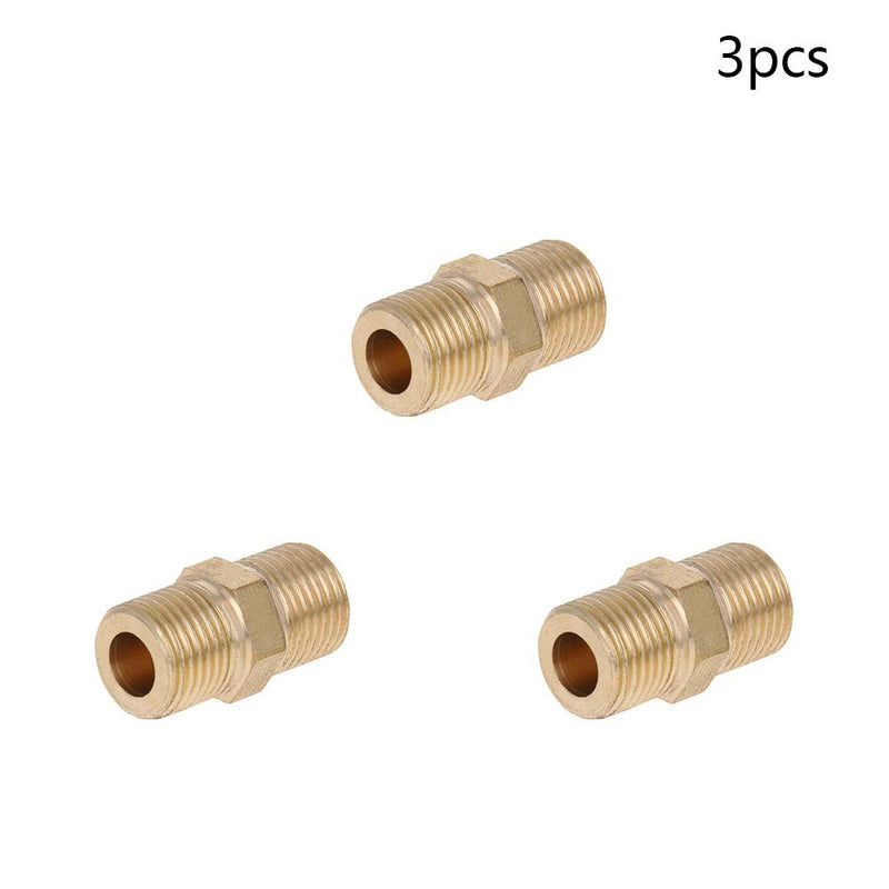 Yinpecly Brass Pipe Fitting 1/8 PT Male x 1/8 PT Male Coupling Connector for Connect Pipes Water Fuel Oil Inert Gases Brass Tone 3pcs - NewNest Australia