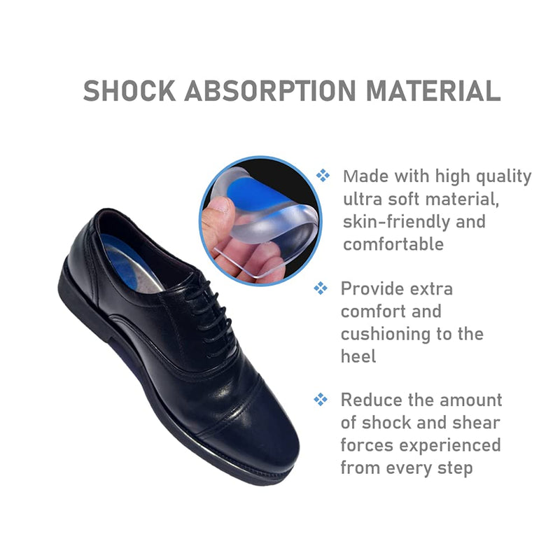 VivoFoot Gel Heel Cups, Shoe Inserts for Plantar Fasciitis, Heel Spur & Achilles Pain Relief, Heel Lift Pads for Men & Women (Large, 1 Pair) Blue Large, 1 Pair - NewNest Australia