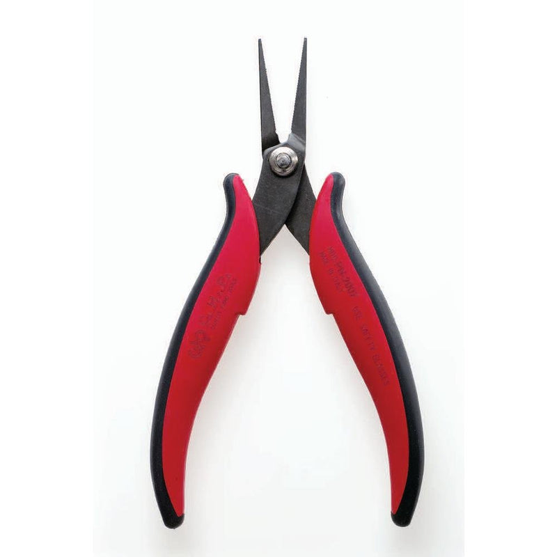 Hakko CHP PN-2007 Long-Nose Pliers, Flat Nose, Flat Outside Edge, Serrated Jaws, 32mm Jaw Length, 3mm Nose Width, 3mm Thick Steel Original Version - NewNest Australia