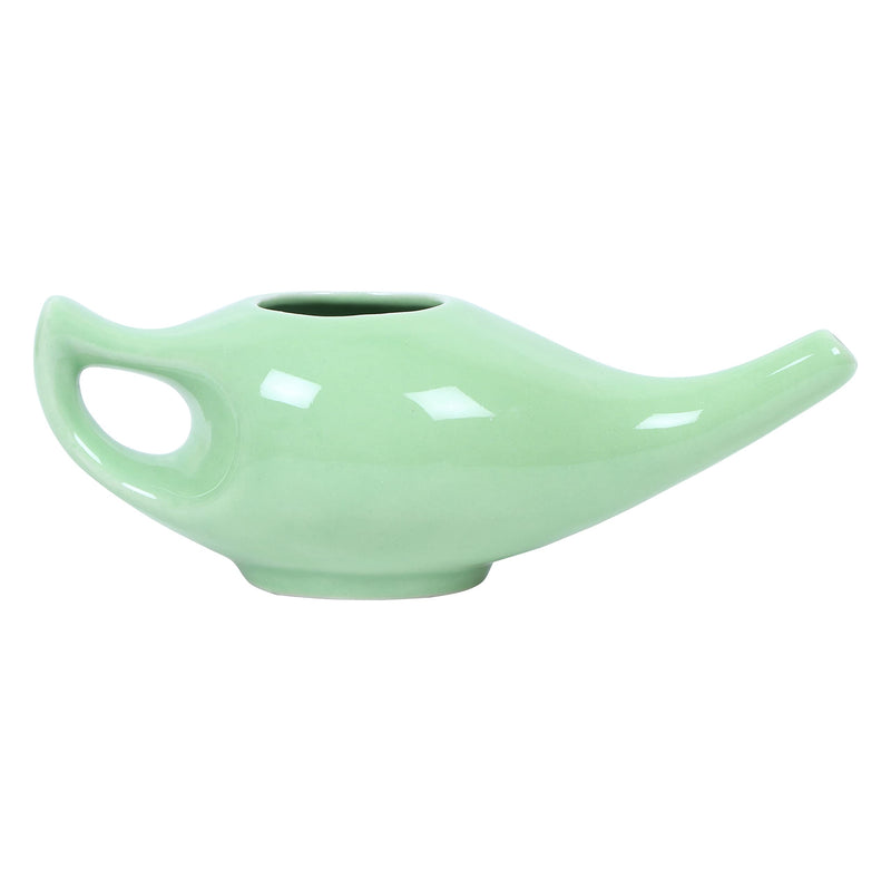 WHOLELIFEOBJECTS Leak Proof Durable Porcelain Ceramic Neti Pot Hold 300 Ml Water Comfortable Grip | Microwave and Dishwasher Safe eco Friendly Natural Treatment for Sinus and Congestion - Green - NewNest Australia