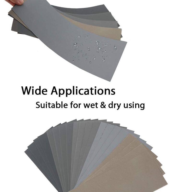 20Pcs Wet Dry Sandpaper, High Grit 1000 2000 3000 5000 7000 Sandpaper Sheets Assortment for Wood Metal Polishing Automotive Sanding, 9 x 3.6 inch by BAISDY - NewNest Australia