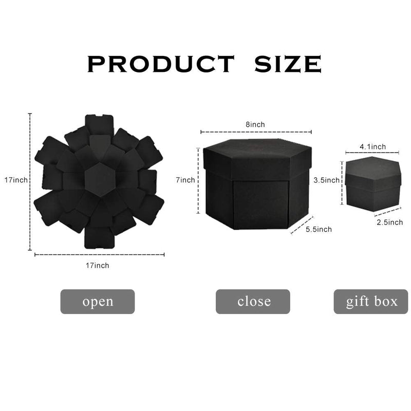 RECUTMS Explosion Box DIY Scrapbooking Set Handmade Photo Album,Gift Box with 6 Faces for Christmas Gift Wedding Memory Book (6 Sides) Black - NewNest Australia