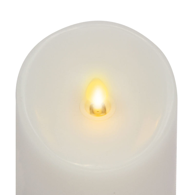 Luminara Color Changing Flameless Pillar Moving Flame LED Candle, Scalloped Edge, Real Wax, Remote Ready (Included) Unscented - White (3 x 4.5-inch) - NewNest Australia