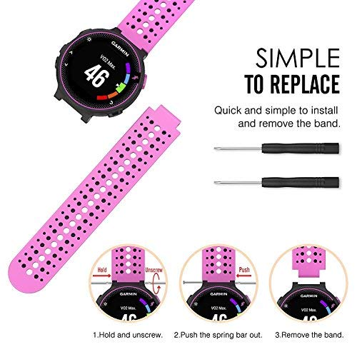 HWHMH Colorful Replacement Silicone Bands with Pin Removal Tools for Garmin Forerunner 220/230/235/620/630/735XT (No Tracker, Replacement Bands Only) Pack of 6 - NewNest Australia