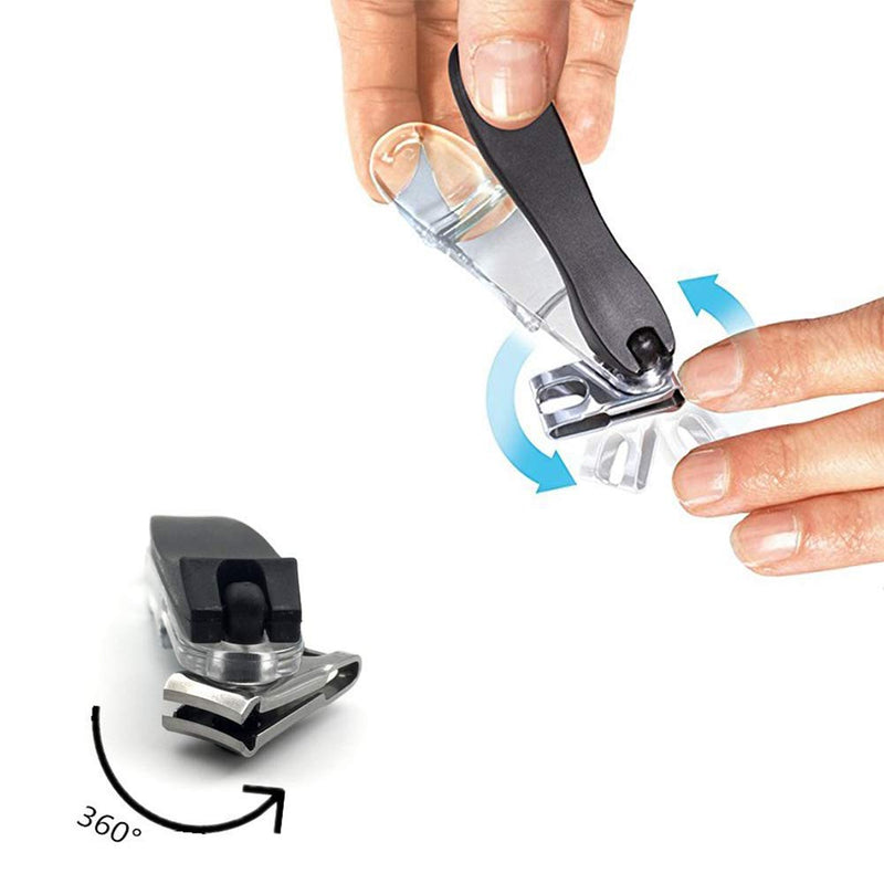 CAREOR 360 Degree Rotary Nail Clipper | Stainless Steel Sharp Blade Fingernail Toenail Clipper, Trimmer And Cutter Toe nail Clipper - Ergonomic Design To Easily Trim Finger And Toenails (Black) Black - NewNest Australia