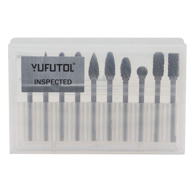 YUFUTOL Carbide Burr Set - 10pcs Double Cut Solid Carbide Rotary Burrs 3mm(0.118'') Shank Fits Die Grinder Drill for Woodworking,drilling Metal Carving Engraving Polishing - NewNest Australia