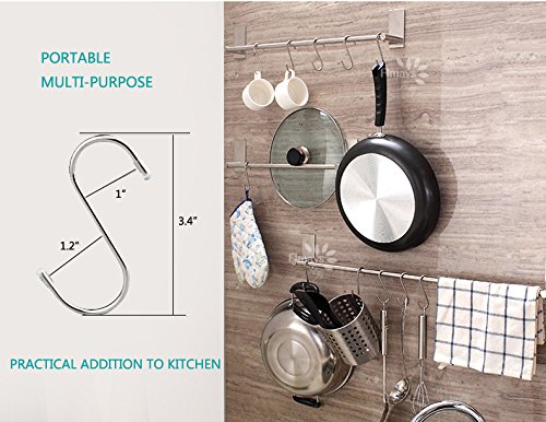 NewNest Australia - Evob 20 Pack 3.4" S Shaped Hooks Stainless Steel Metal Hangers Hanging Hooks for Kitchen, Work Shop, Bathroom, Garden 