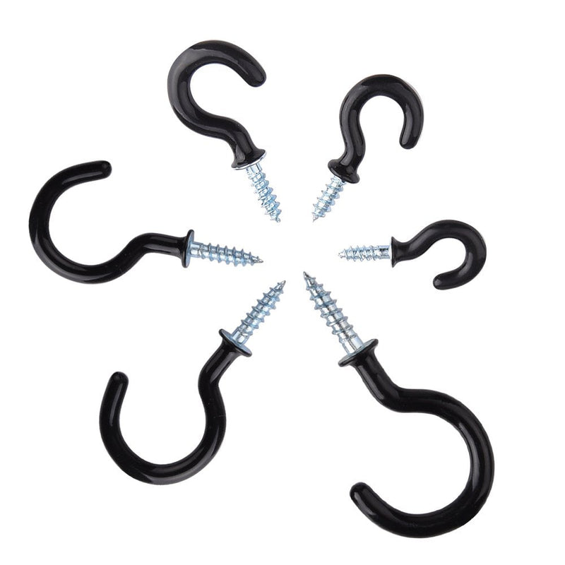 KUUQA Cup Hook Kit Black Vinyl Coated Ceiling Screw Mug Hooks, 70 Pieces, 6 Sizes 70pcs - NewNest Australia