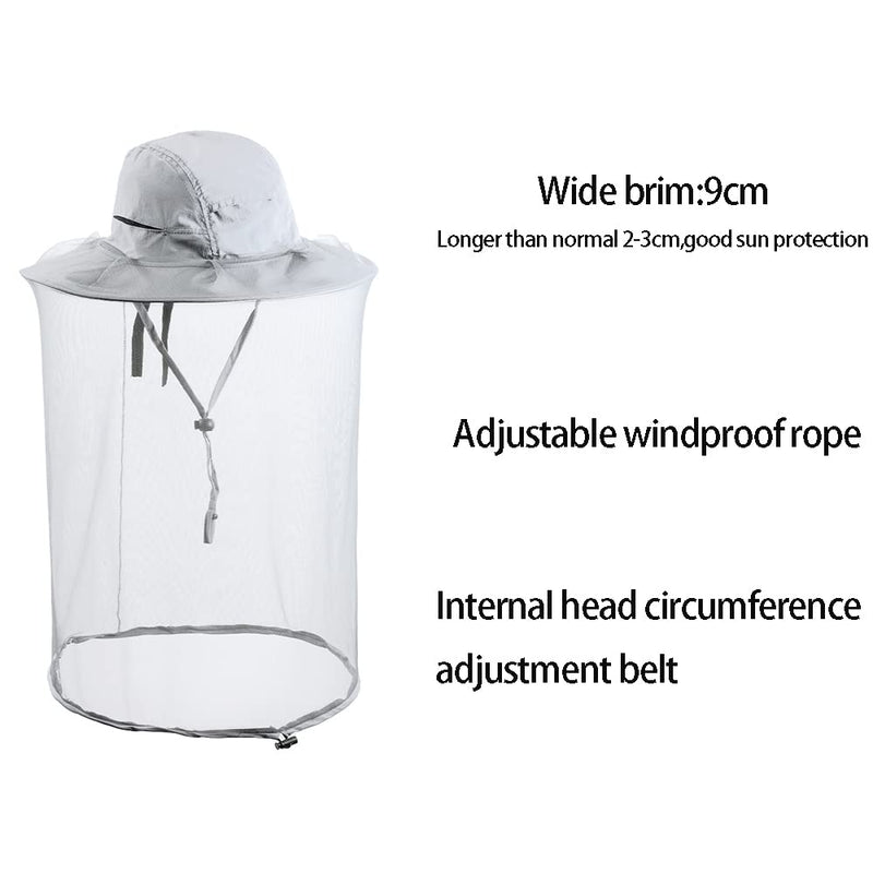 HunterBee Mosquito Net Hat Insect Hats with Net Beekeeper Beekeeping Veil Hat Safari Hiking Gardening Mesh Hood Light Gray - NewNest Australia