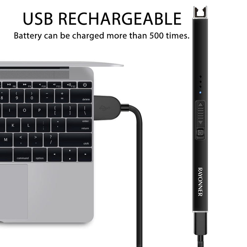 RAYONNER Lighter Electric Lighter Candle Lighter Rechargeable USB Lighter Arc Lighter Black 1 Count - NewNest Australia