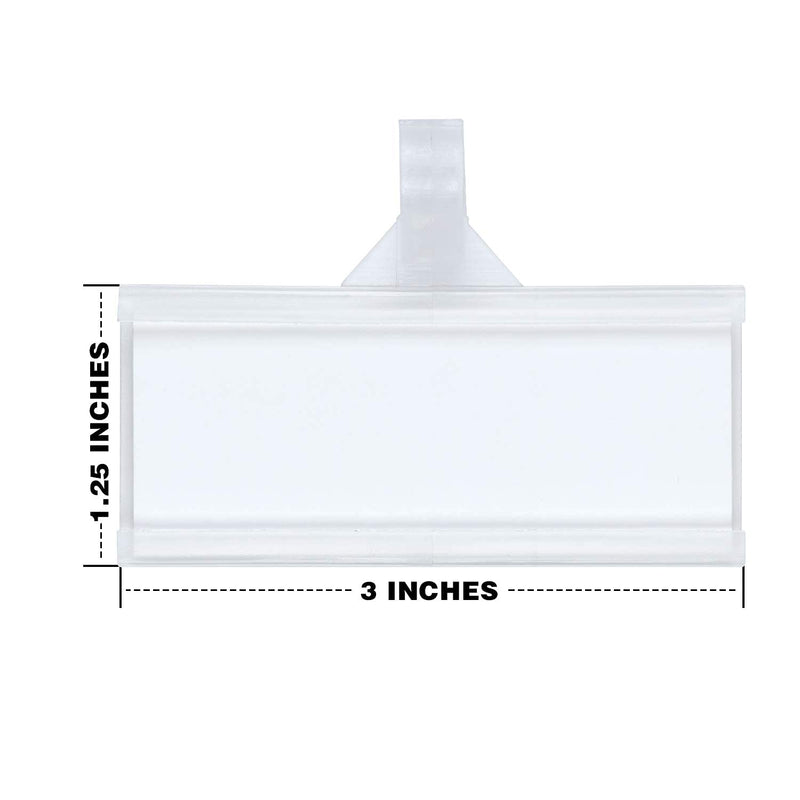 Reusable Plastic Wire Shelf Label Holder, for Pantry Retail Shopping Mall Store, Supermarket UPC Price Card & Ticket Display, Strong & Easy Clip Design Tight Snap Lock Closure. 1-1/4" H X 3" W (25) 25 - NewNest Australia