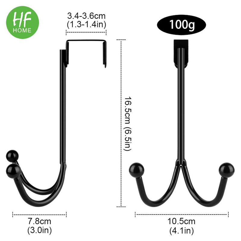 2Packs Over The Door Double Hanger Hooks,HFHOME Metal Twin Hooks Organizer for Hanging Coats, Hats, Robes, Towels- Black 2 - NewNest Australia