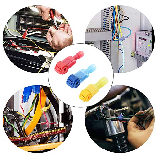 Flytuo 240PCS T-Tap Wire Connectors, Self-Stripping Quick Splice Electrical Wire Terminals, Insulated Male Quick Disconnect Spade Terminals Assortment Kit - NewNest Australia