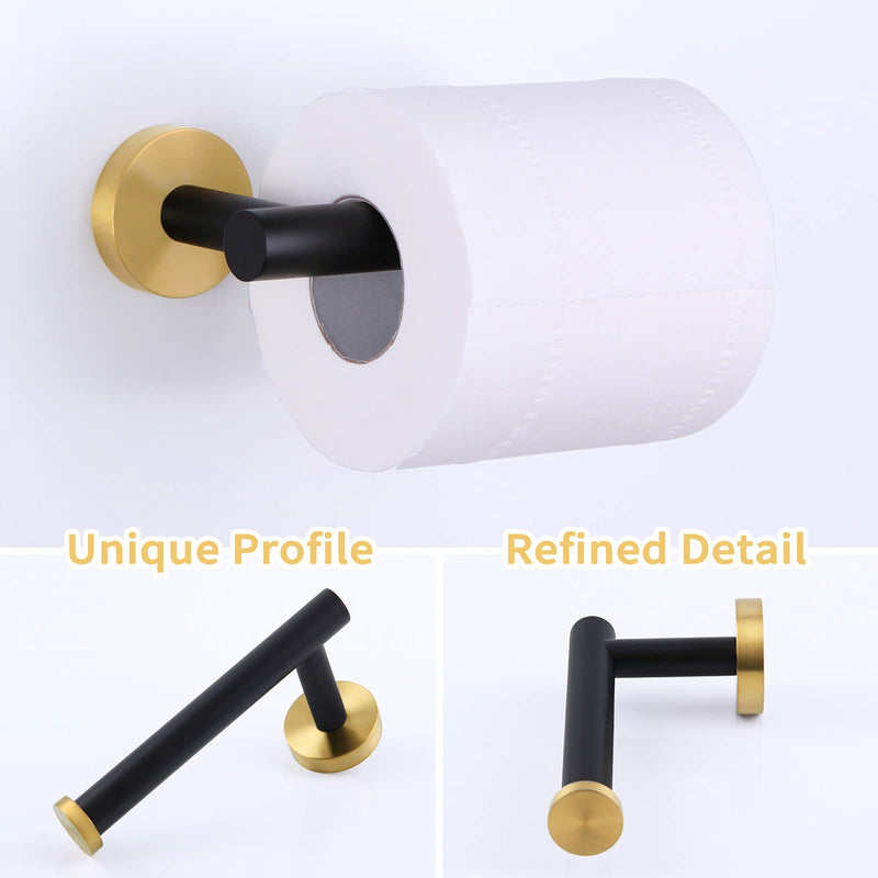 Toilet Paper Holder Black & Gold, Angle Simple Stainless Steel Bathroom Tissue Hanger, Lavatory Paper Roll Dispenser Wall Mount - NewNest Australia