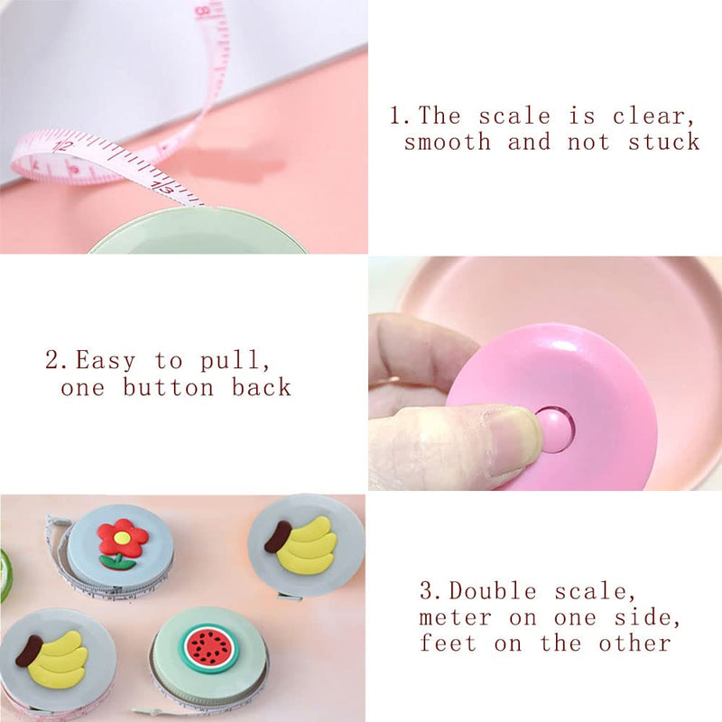 ELANE Tape Measure Package Includes 9 Cartoon Cute Mini Tape Measures for Body, Sewing, Cutting, Weight Loss Measurement - NewNest Australia