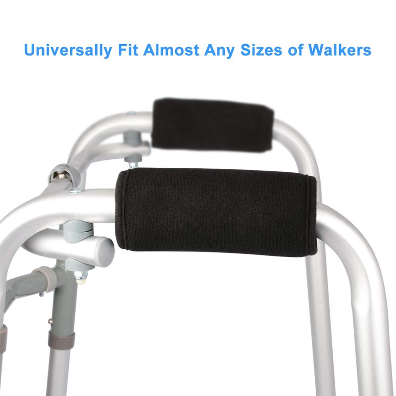 SupreGear Padded Walker Hand Grips (2 Pack), Soft Comfortable Cushion Rollator Handle Covers Walker Grip Pads for Walker Rollator Crutch Wheelchair, Non-Slip Breathable Mobility Accessory, Black - NewNest Australia