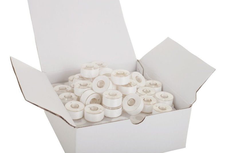 Set of 144 Embroidex 90 Weight Wt White Plastic Sided Prewound Bobbin Thread Size 15/A 156 A for Brother Embroidery Machine - NewNest Australia