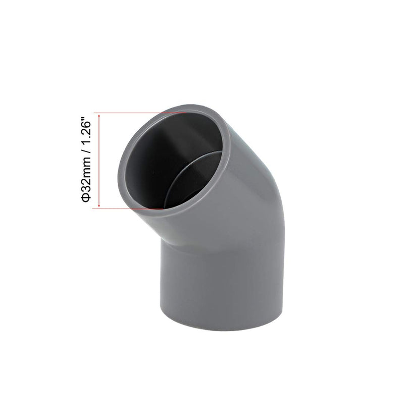uxcell PVC Pipe Fitting 45 Degree Elbow Gray 32mm Socket 2pcs - NewNest Australia