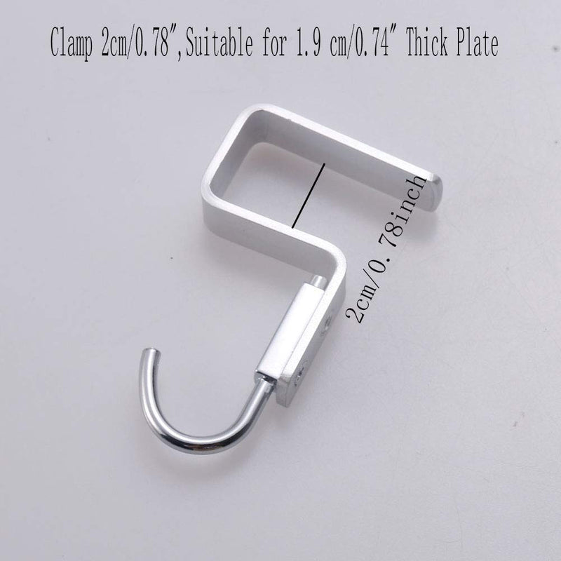 NewNest Australia - Haidong 2 Pack Student Desk Space Aluminium Alloy Nail-Free Hook Office Bag Hook Clothes Hook (Clamp 2cm/0.78",Suitable for 1.9 cm/0.74" Thick Plate.) Clamp 2cm/0.78",Suitable for 1.9 cm/0.74" thick plate. 