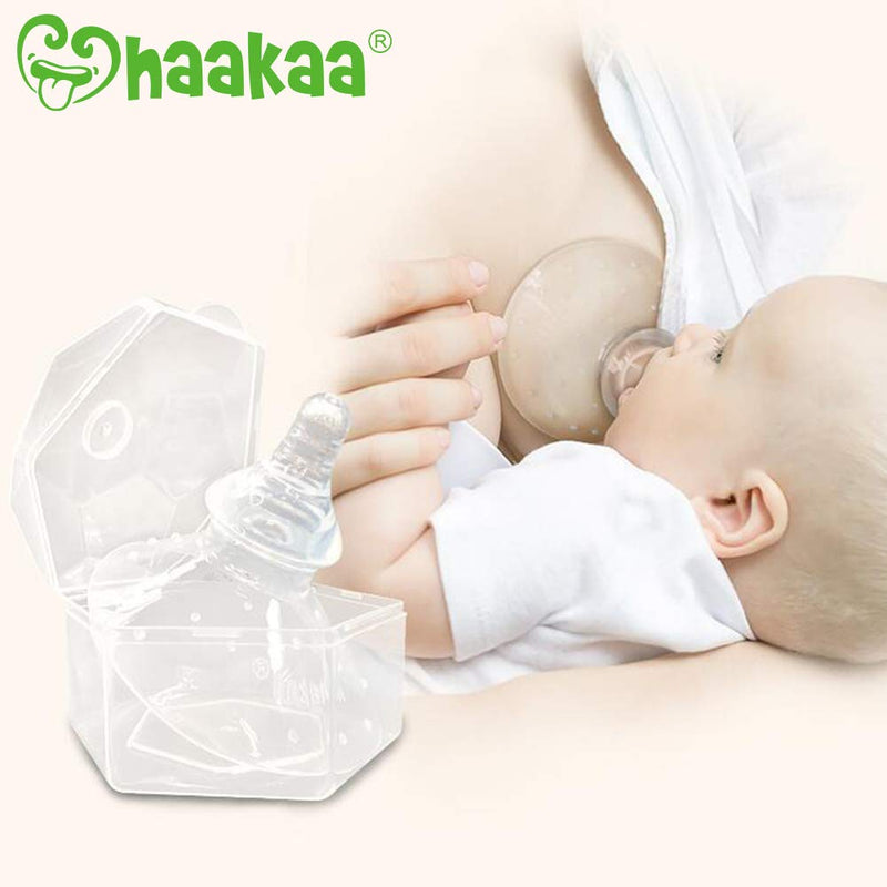Haakaa Nipple Shield Silicone Nippleshields for Breastfeeding with Carry Case Super-Soft Gen 1 & Gen 2 Combo, 2pc - NewNest Australia