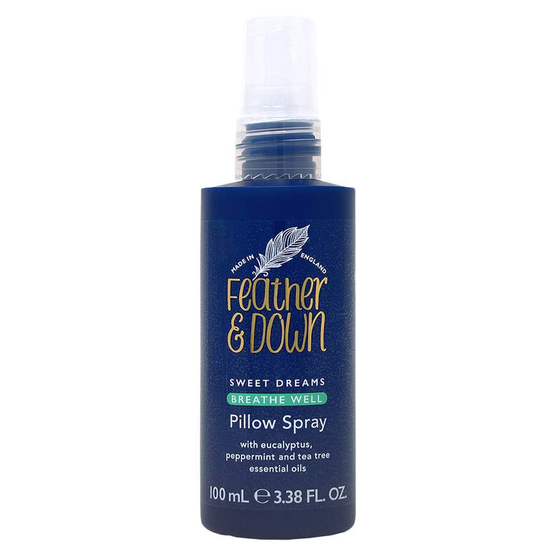 Feather & Down Breathe Well Pillow Spray (100ml) - Soothes and aids Breathing, with Eucalyptus, Peppermint & Tea Tree Essential Oils. Vegan Friendly & Cruelty Free. - NewNest Australia