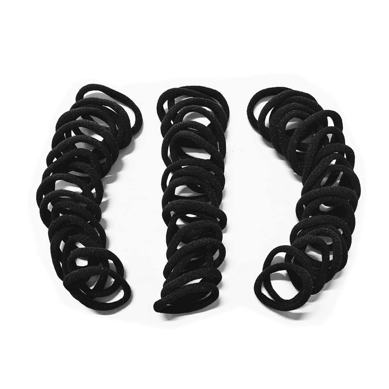Morices 50 Pcs Pure Black Hair Ties for Women, No Metal Elastic Ponytail Holders for Girls, No Damage Seamless Stretch Hair Bands Hair Accessories for Thick Heavy and Curly Hairs - NewNest Australia