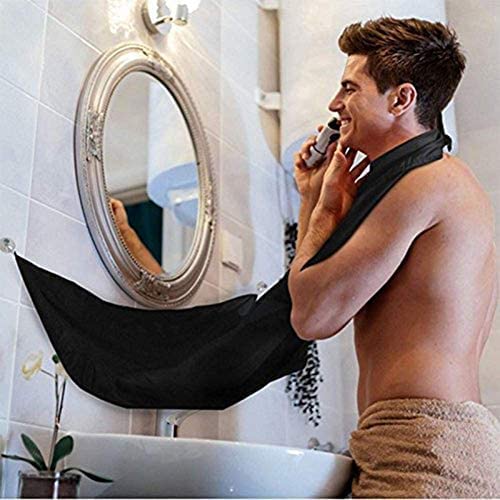 Beard Apron, Beard Bib for Shaving Haircut, Non-Stick Hair Catcher Grooming Cloth with 2 Suction Cups, Gifts for Men Black - NewNest Australia