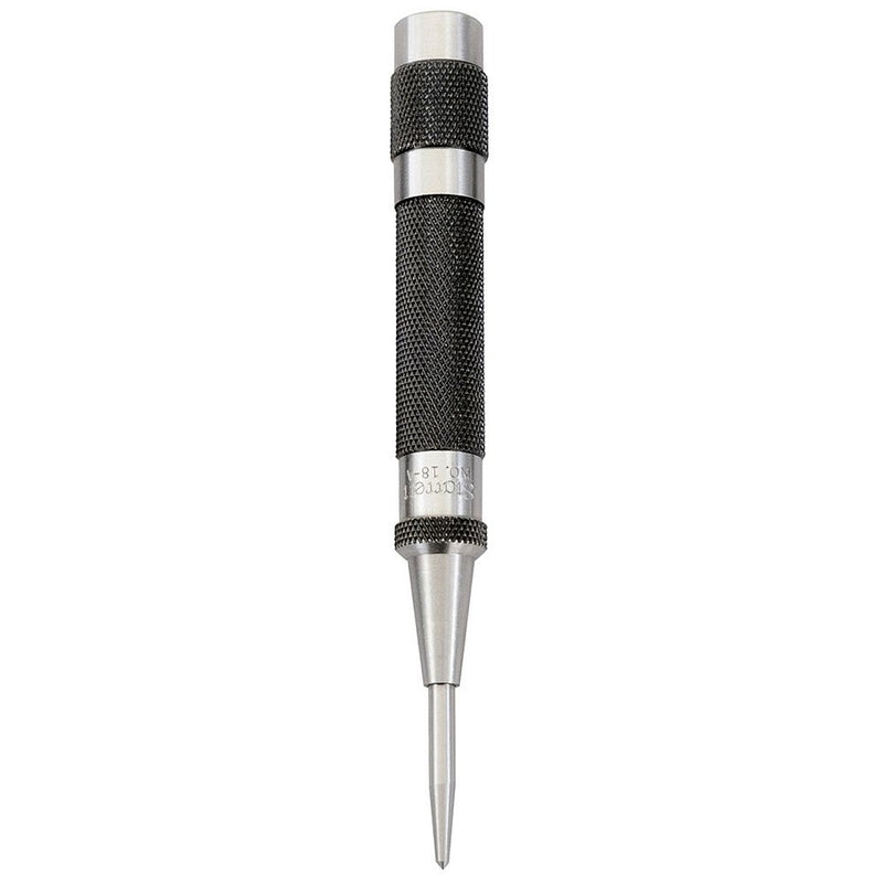 Starrett 18A Automatic Center Punch with Hardened Steel Metal, Universal Tool for Machinists and Carpenters with Adjustable Knurled Cap to Control Blow Force, No. 4 Graduation - NewNest Australia