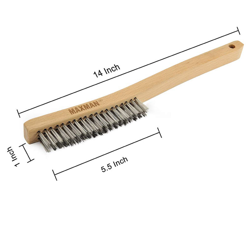 Wire Brush,Stainless Steel Wire Scratch Brush for Cleaning Rust with 14" Long Curved Beechwood Handle,Large Stainless Steel - NewNest Australia