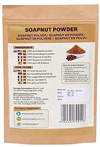 SVATV Soapnut Powder | Reetha | Aritha Powder for Natural Hair Care & Gentle looking Ayurvedic Hair Cleansing Conditioner Powder for Men & Women 227g | 0.5 LB | 08oz - NewNest Australia