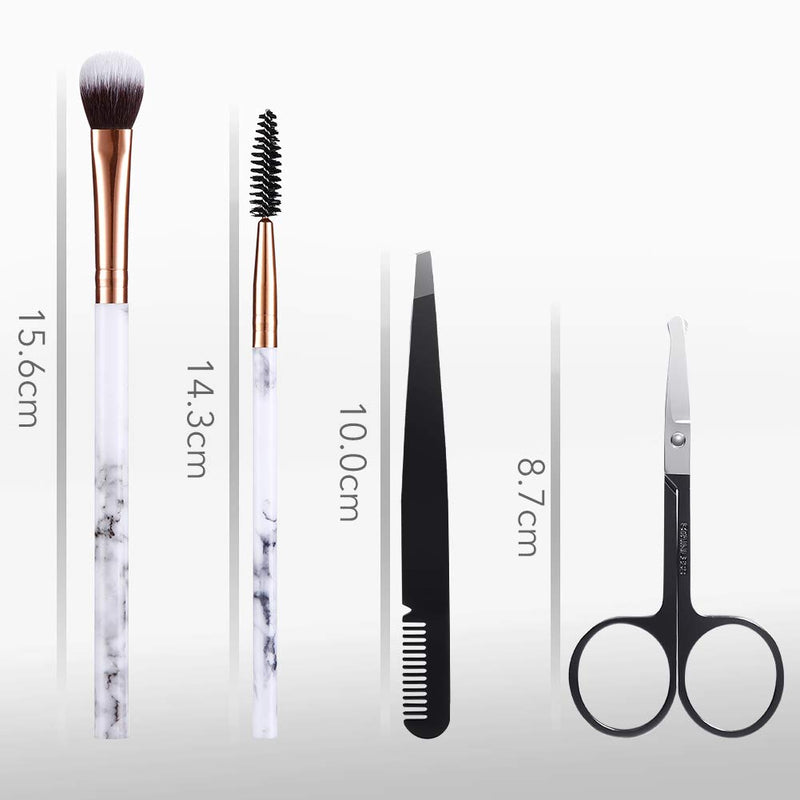 Eye Makeup Brushes Set DUAIU 16Pcs Eyeshadow brushes Premium Synthetic Makeup Brushes Eyebrow Eyeliner Blending Marble Handle Brushes Sets with Pink Cosmetic Bag Eyebrow Tweezers Nose Scissors - NewNest Australia