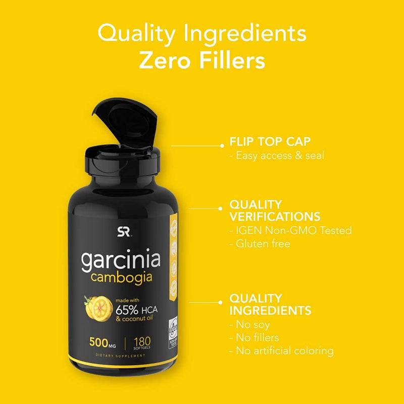 Garcinia Cambogia Extract (65% HCA) with Extra Virgin Organic Coconut Oil | Non-GMO, Soy & Gluten Free (90 Liquid softgels) 90 Count (Pack of 1) - NewNest Australia