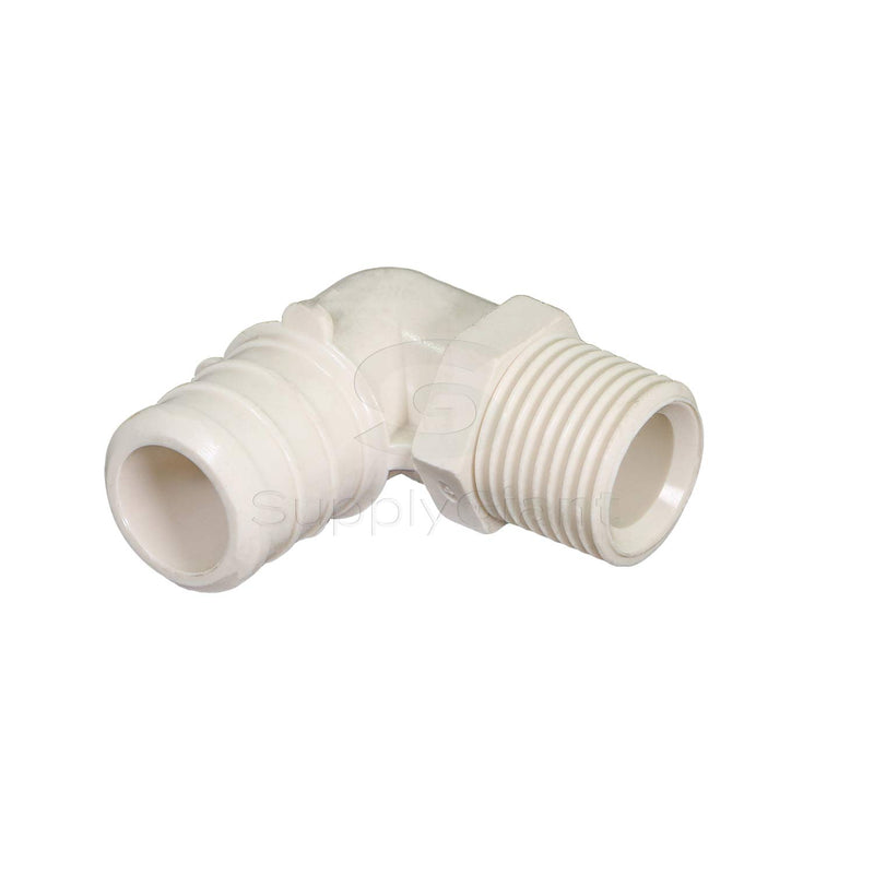 Supply Giant QQNM1212-5 Plastic Poly Alloy 90 Degree Elbow Pex x MPT Barb Pipe Fitting, 1/2'' x 1/2'', White, 5 Pack - NewNest Australia