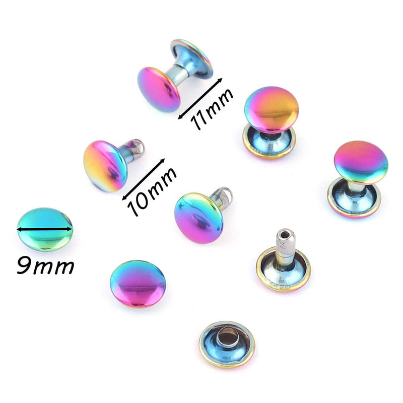 Bronze Tubular Double Cap Rivets - 9mm Rainbow Metal Button Round Rapid Rivet,Rivet Studs for Purse Bags Handbags Shoes Belts Leather Craft Repair (100 PCS) Bronze 100 PCS - NewNest Australia