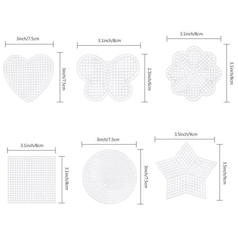 Pllieay 60 Pieces Mesh Plastic Canvas Kit Including 6 Shapes 3 Inch Clear Plastic Canvas, 12 Colors Acrylic Yarn and Tools for Embroidery Plastic Canvas Craft, Knit and Crochet Projects - NewNest Australia