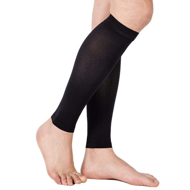 TOFLY Calf Compression Sleeve for Men & Women, 1 Pair, Footless Compression Socks 20-30mmHg for Leg Support, Shin Splint, Pain Relief, Swelling, Varicose Veins, Nursing, Travel, Plus Size S - 5XL Black - NewNest Australia