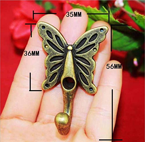 NewNest Australia - 4 Pcs Wall Mounted Hanger Bronze Hooks Antique Hangers Butterfly Patterned for Hanging Clothes Hook Up Towel Coat Hat Scarf Jacket Bag (Height:2-1/4", Length:1-3/8") Antique Bronze 