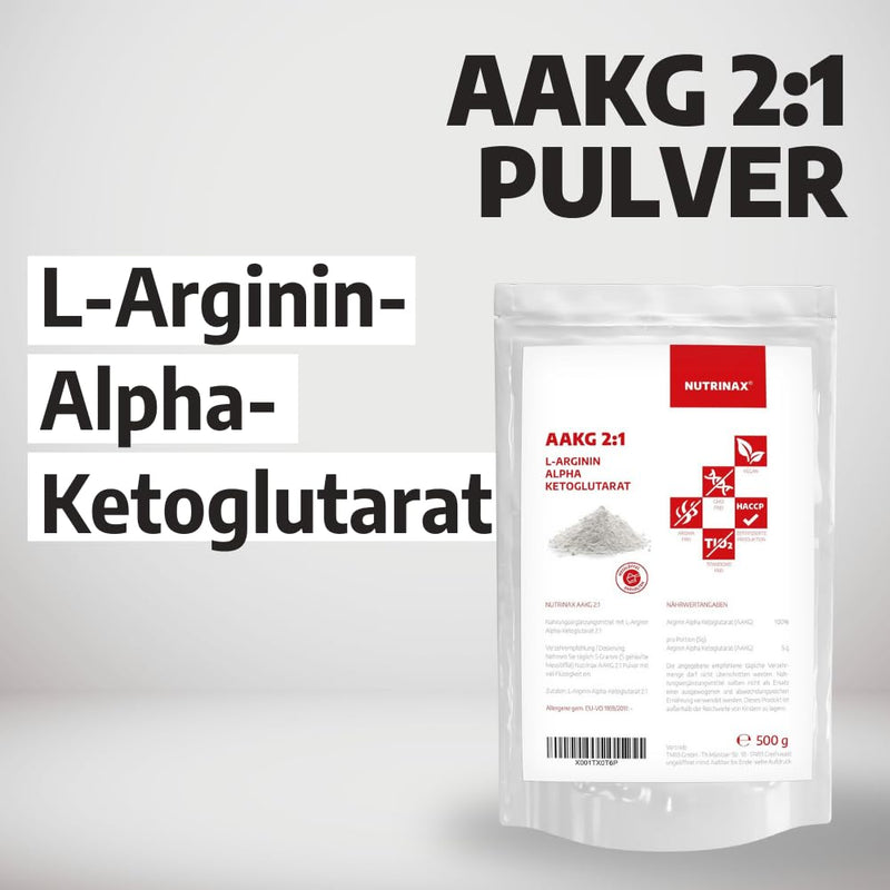 NUTRINAX | AAKG 500g powder | L-arginine alpha-ketoglutarate 2:1 | vegan, without fillers or additives | Amino acid arginine | 100 servings | Premium quality - NewNest Australia