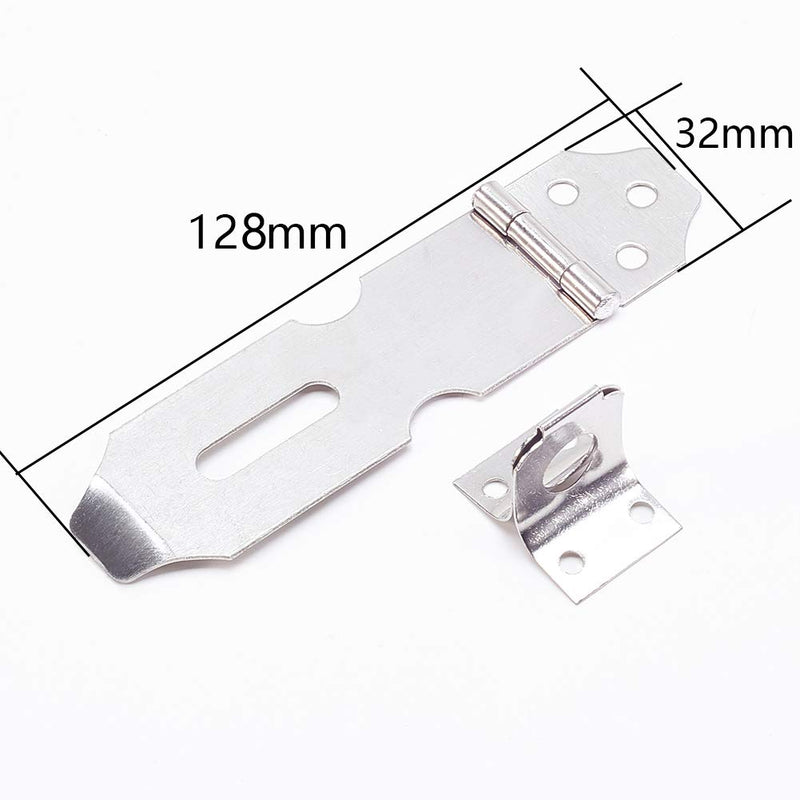 MroMax Hasp Staple Padlock Latch, 128mm Length,Stainless Steel Furniture Cupboard Door Stainless Steel Silver Tone 16Pcs - NewNest Australia