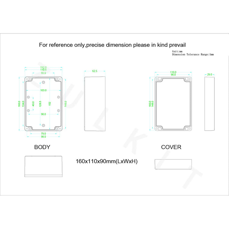 Junction Box, Zulkit Project Box IP65 Waterproof Dustproof ABS Plastic Electrical Boxes Electronic Enclosure Black 6.3 x 4.3 x 3.5 inch(160 x 110 x 90 mm)(Pack of 1) 6.3" x 4.3" x 3.5"(Pack of 1) - NewNest Australia