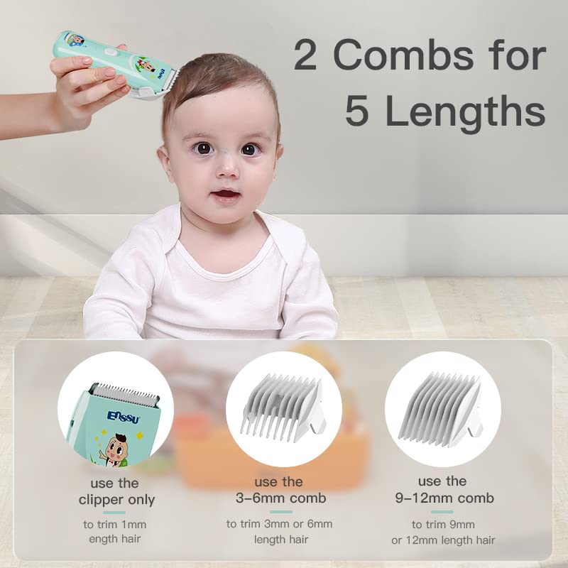 ENSSU Quiet Baby Hair Clippers, Lower Noise Haircut Trimmers for Children with Autism and Sensory Sensitivity, Babies Infant Kids Waterproof Hair Cutting Kits - NewNest Australia