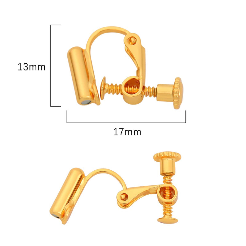 BEADIA 18K Gold Plated Screw Earring Clips 13x17mm 20pcs for Jewelry Making Findings Clip 1# 13x17mm - NewNest Australia