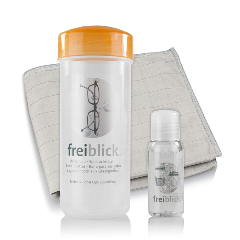 Freiblick Glasses Bath Set With 50 Ml Special Cleaner And Micro-Fibre Cloth, Glasses Cleaning Cloth In Extra Size Of 40 X 40 Cm, Mobile Glasses Cleaning Device Suitable For Every Pair Of Glasses - NewNest Australia