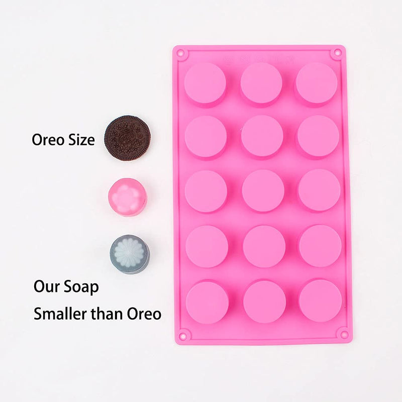 BAKER DEPOT 15 Holes Cylinder Silicone Mold For Handmade soap Chocolate jelly Pudding DIY Resin Mould Hole Dia: 1.5 inch Vol: 20ml Set of 2 - NewNest Australia